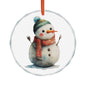 Crystal Heart Ornament — Cute Snowman Holiday Decoration