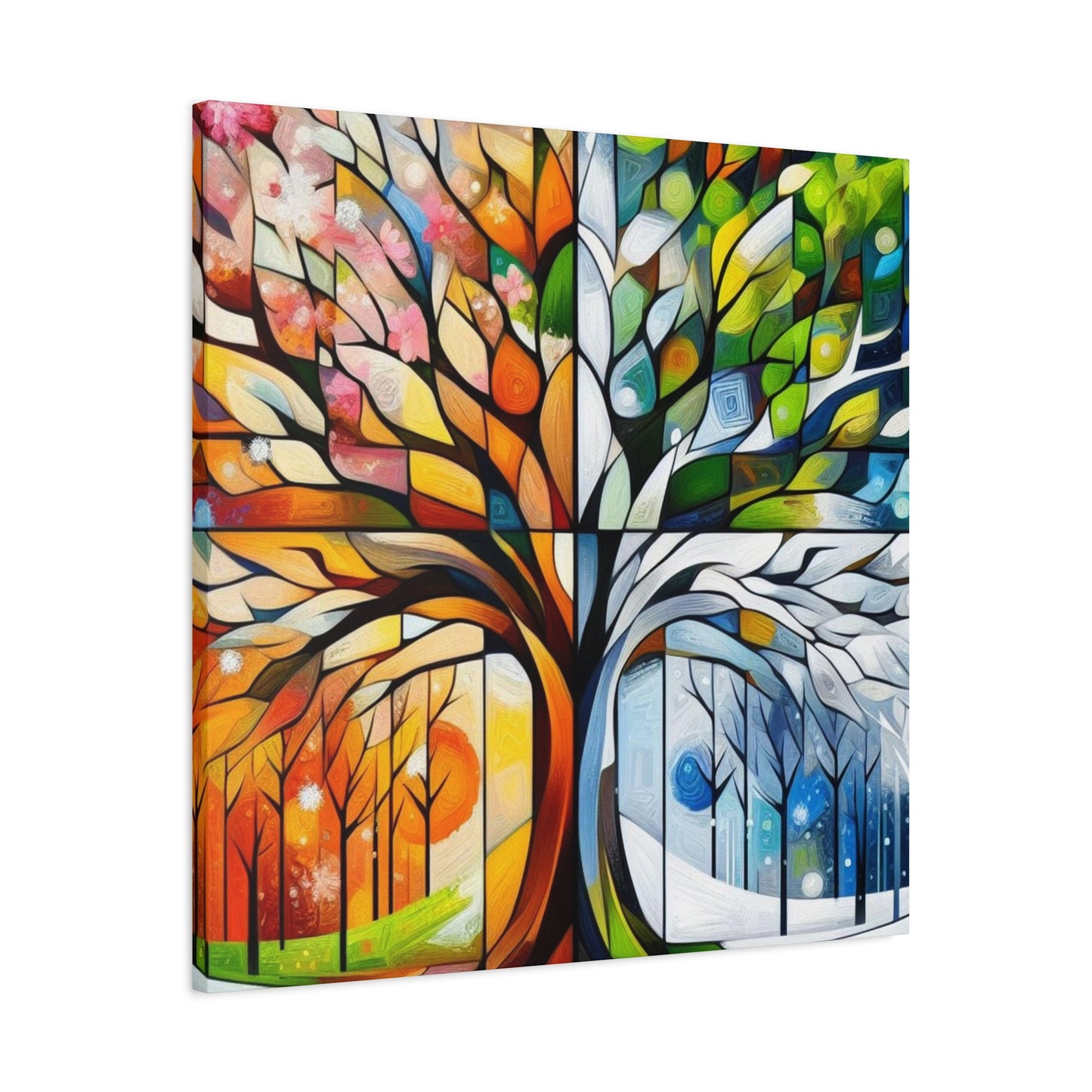 Seasons Tree Canvas Wall Art — Four Seasons Matte Stretched Canvas
