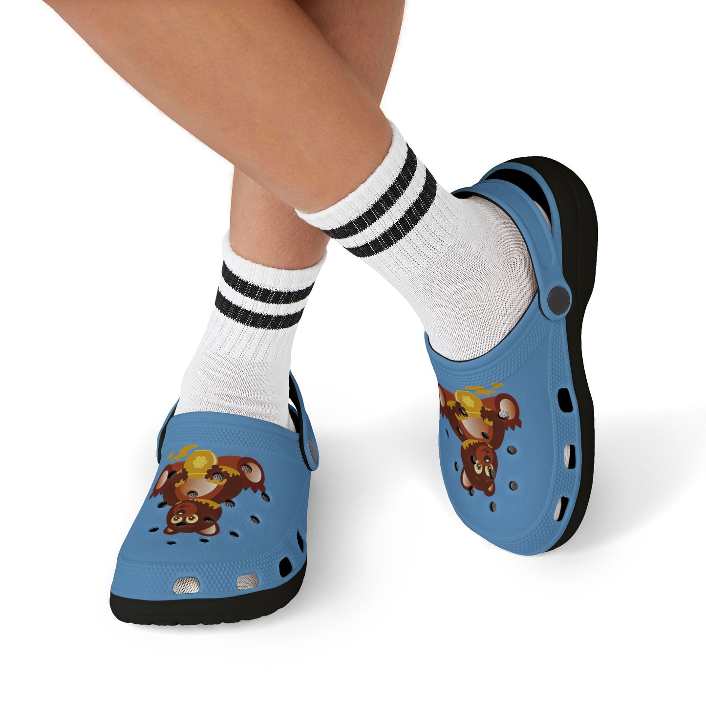 Kids Teddy Bear Honey Clogs — Blue EVA Foam Slip-On Shoes