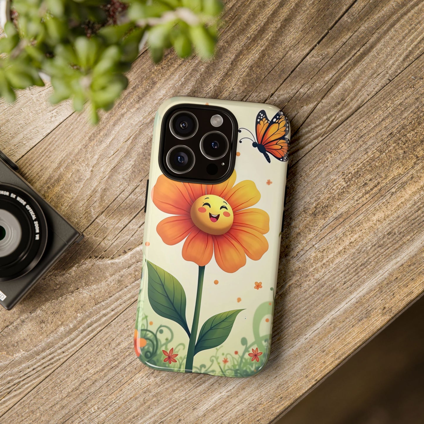 Floral Phone Case with Butterfly Design, Cute Flower Phone Cover for Nature Lovers, Eco-Friendly Gift, Spring Vibes, Birthday Present