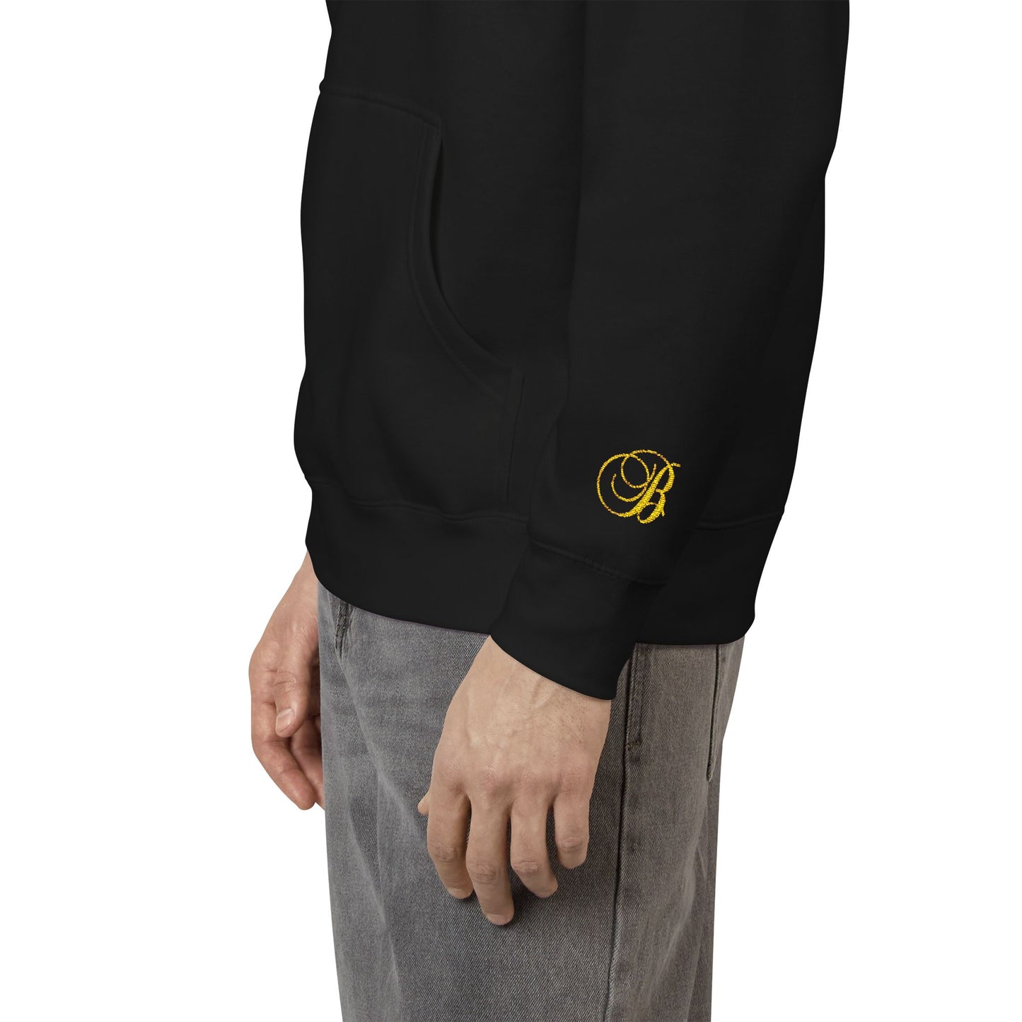 Coral Gold Floral Initial Hoodie — Monogram 'B' Casual Pullover