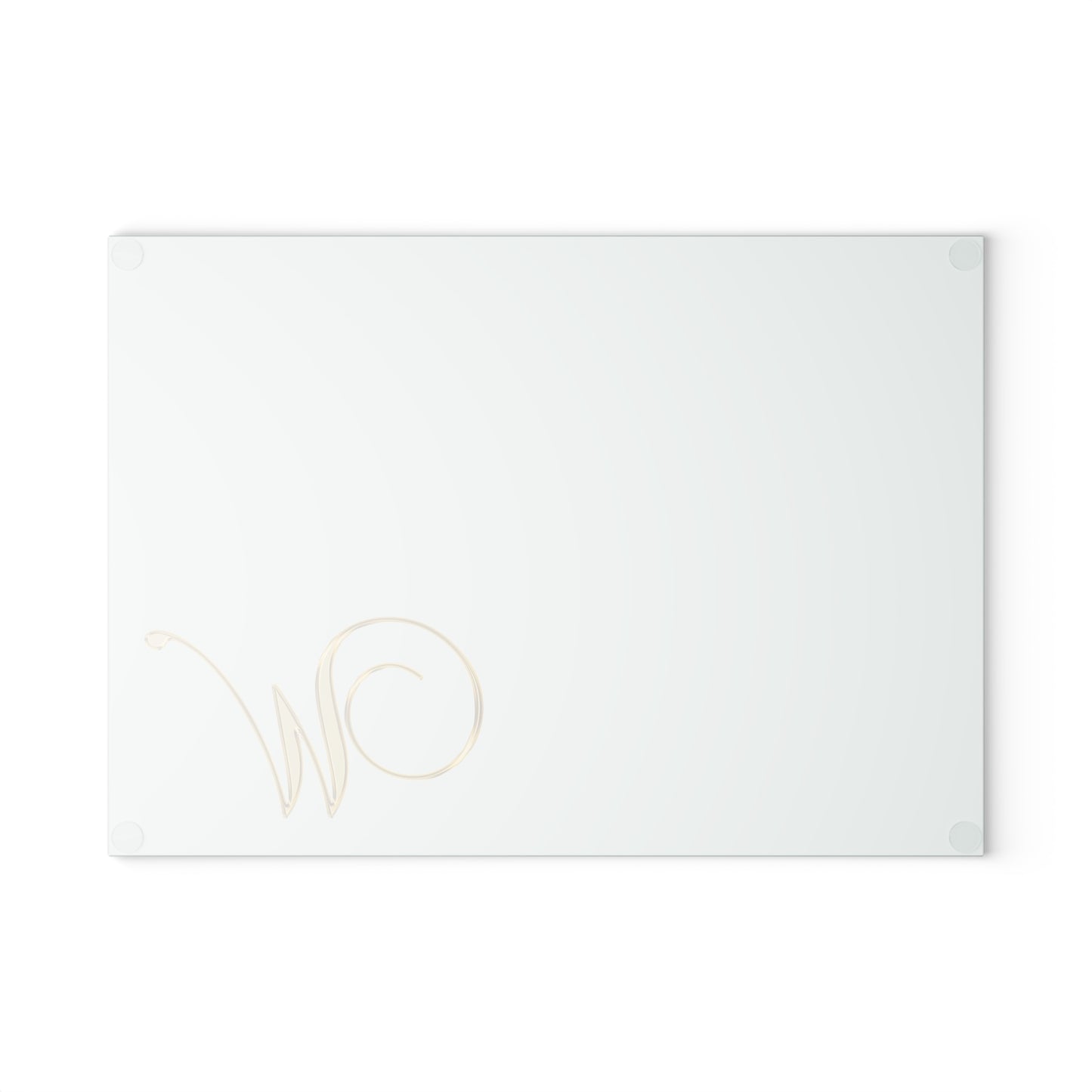 Monogram Glass Cutting Board - Elegant Mint with Gold Script "W"