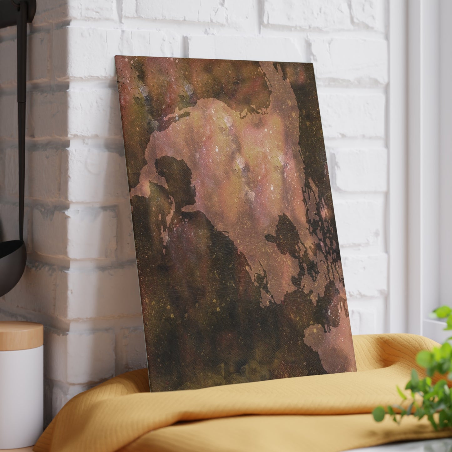 World Map Glass Cutting Board – Vintage Earthtone Kitchen Cutting Board