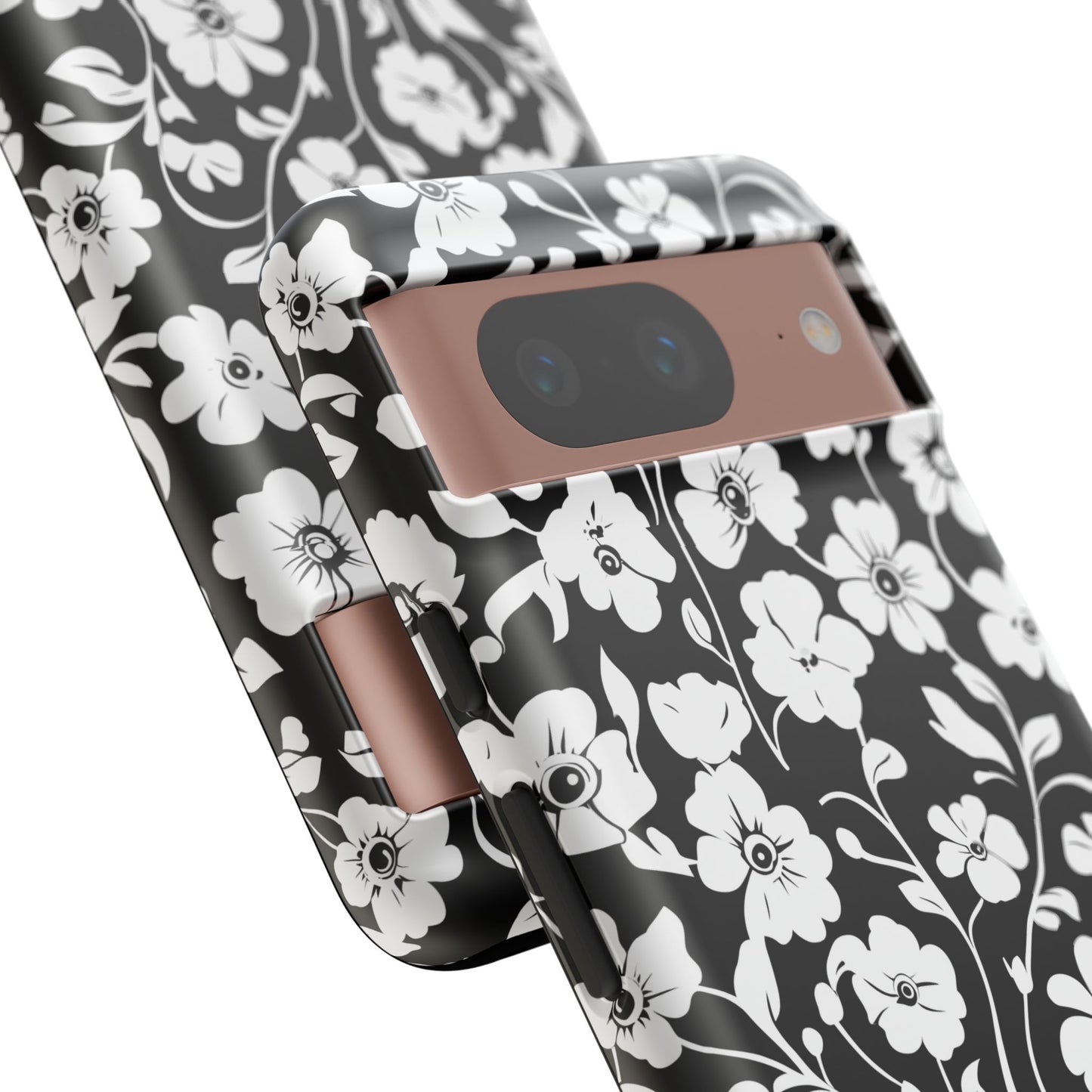 Floral Noir Tough Phone Case — Black & White Flower Protective Cover