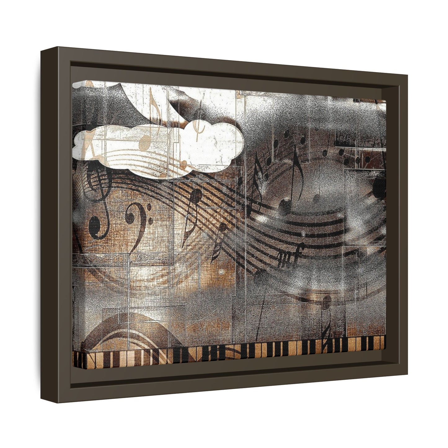 Framed Music Notes Canvas Print — Abstract Vintage Piano & Sheet Music Wall Art