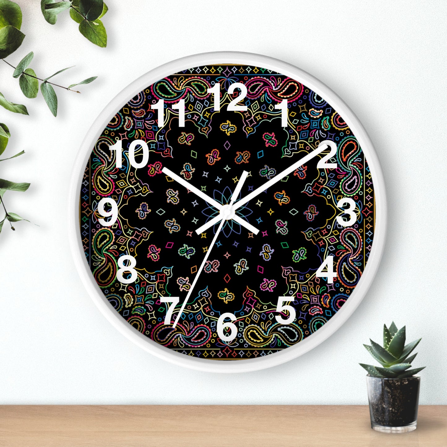 Colorful Mandala Wall Clock Boho Home Decor