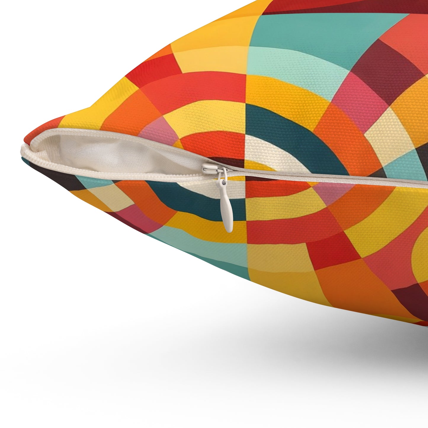 Retro Geometric Throw Pillow — Colorful Mid-Century Modern Accent Cushion
