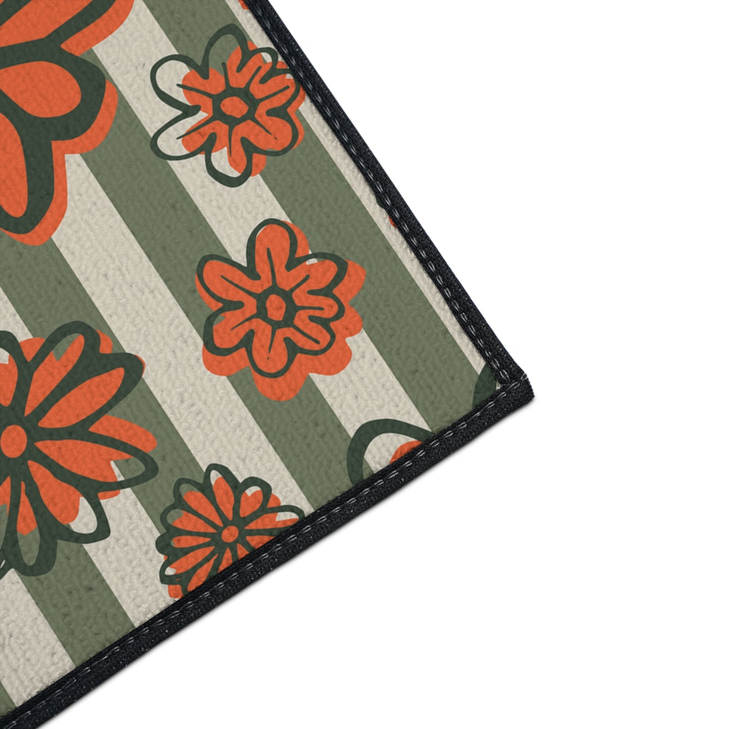Retro Floral Heavy-Duty Floor Mat — Orange Daisy Entry Rug