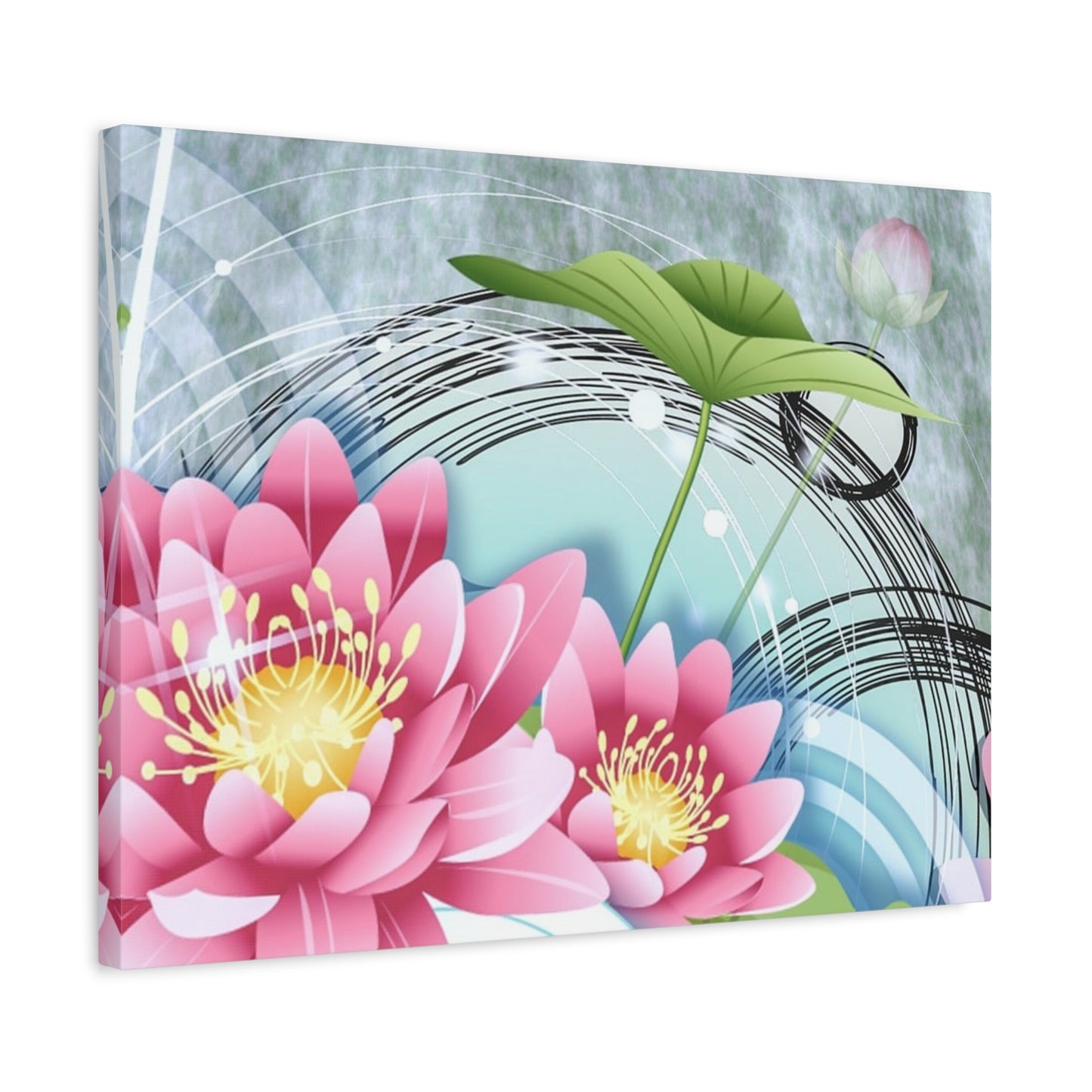 Lotus Blossom Matte Canvas Wall Art — Stretched 1.25" Decorative Print