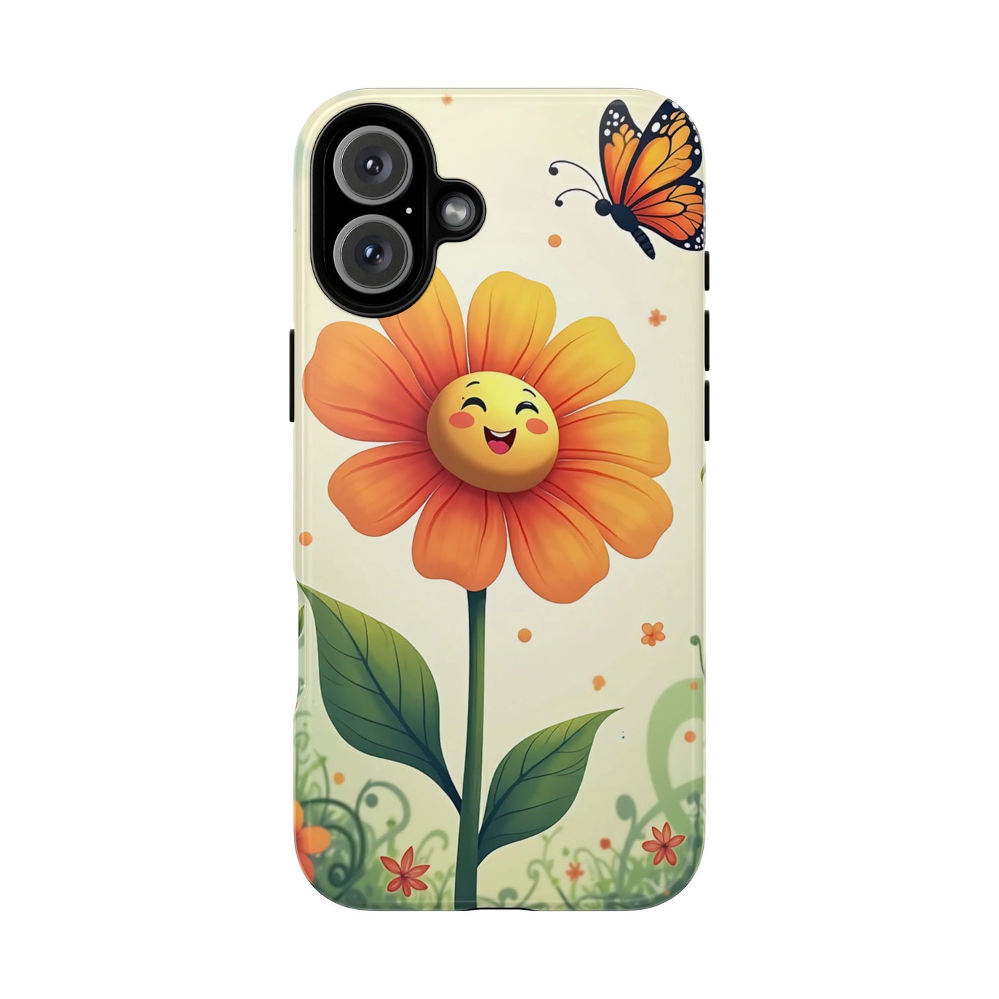 Floral Phone Case with Butterfly Design, Cute Flower Phone Cover for Nature Lovers, Eco-Friendly Gift, Spring Vibes, Birthday Present
