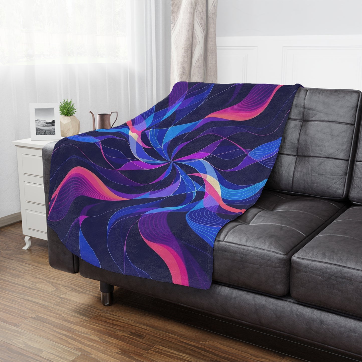 Minky Blanket — Abstract Neon Swirl Plush Throw