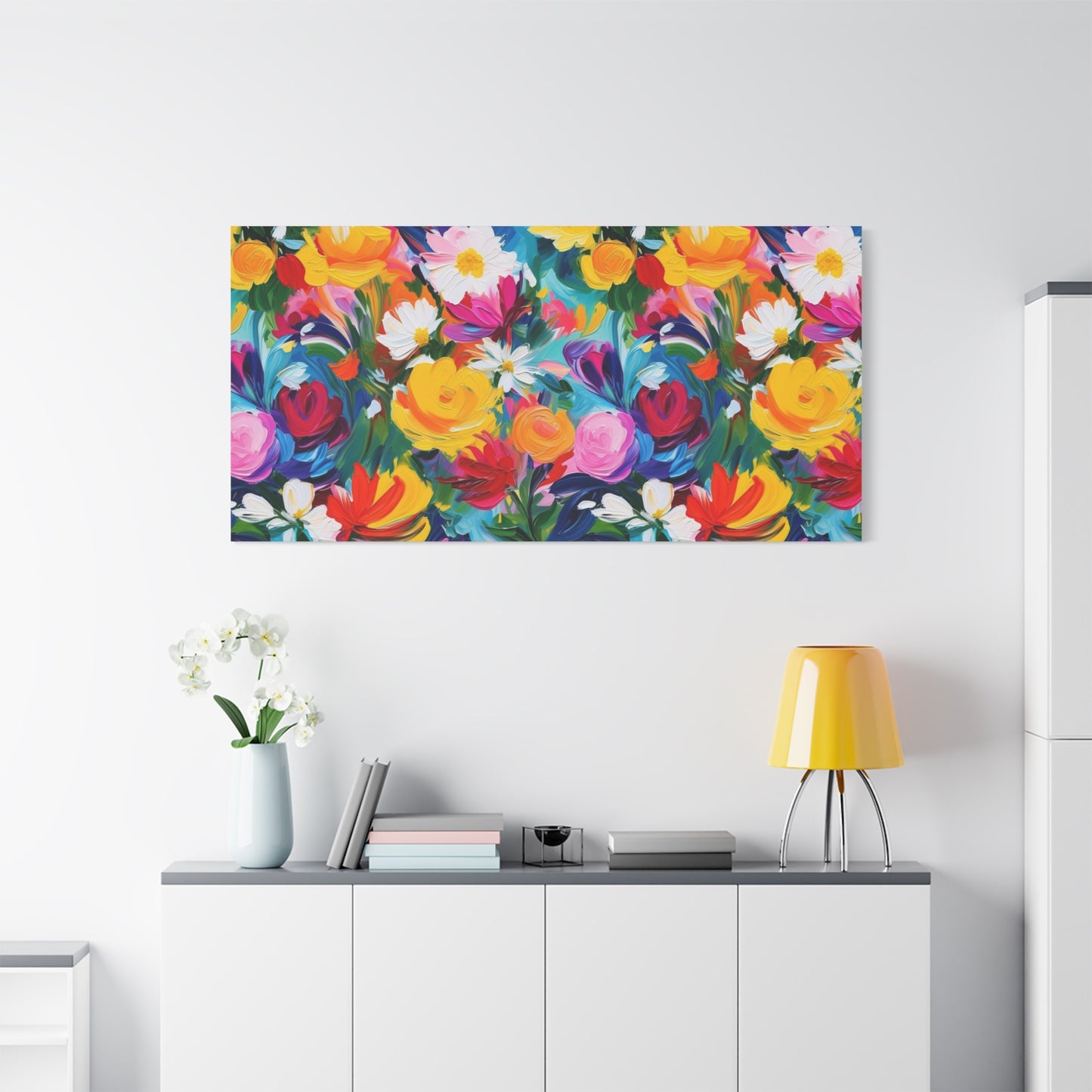 Vibrant Floral Matte Canvas Wall Art — Colorful Garden Print, Stretched 1.25"