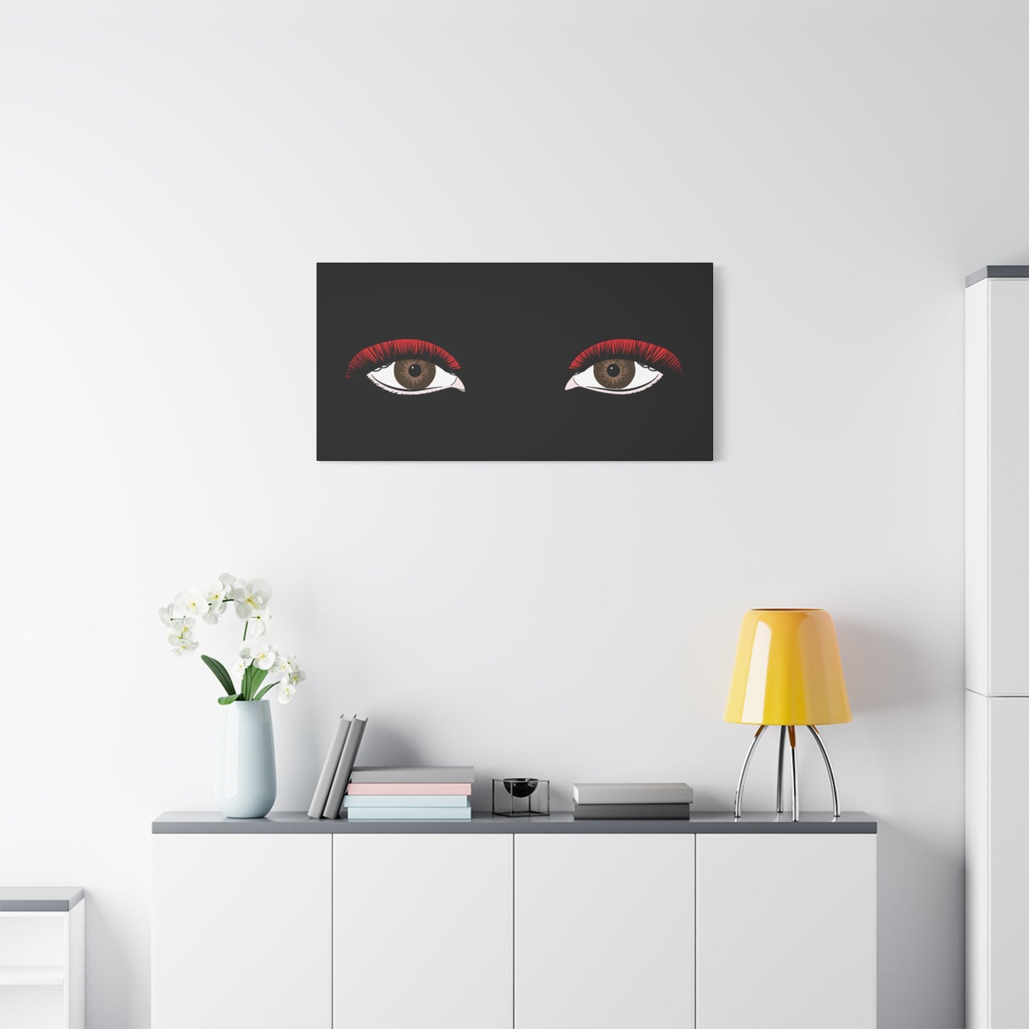 Red Lashes Wall Art Canvas — Glam Eyes Makeup Decor