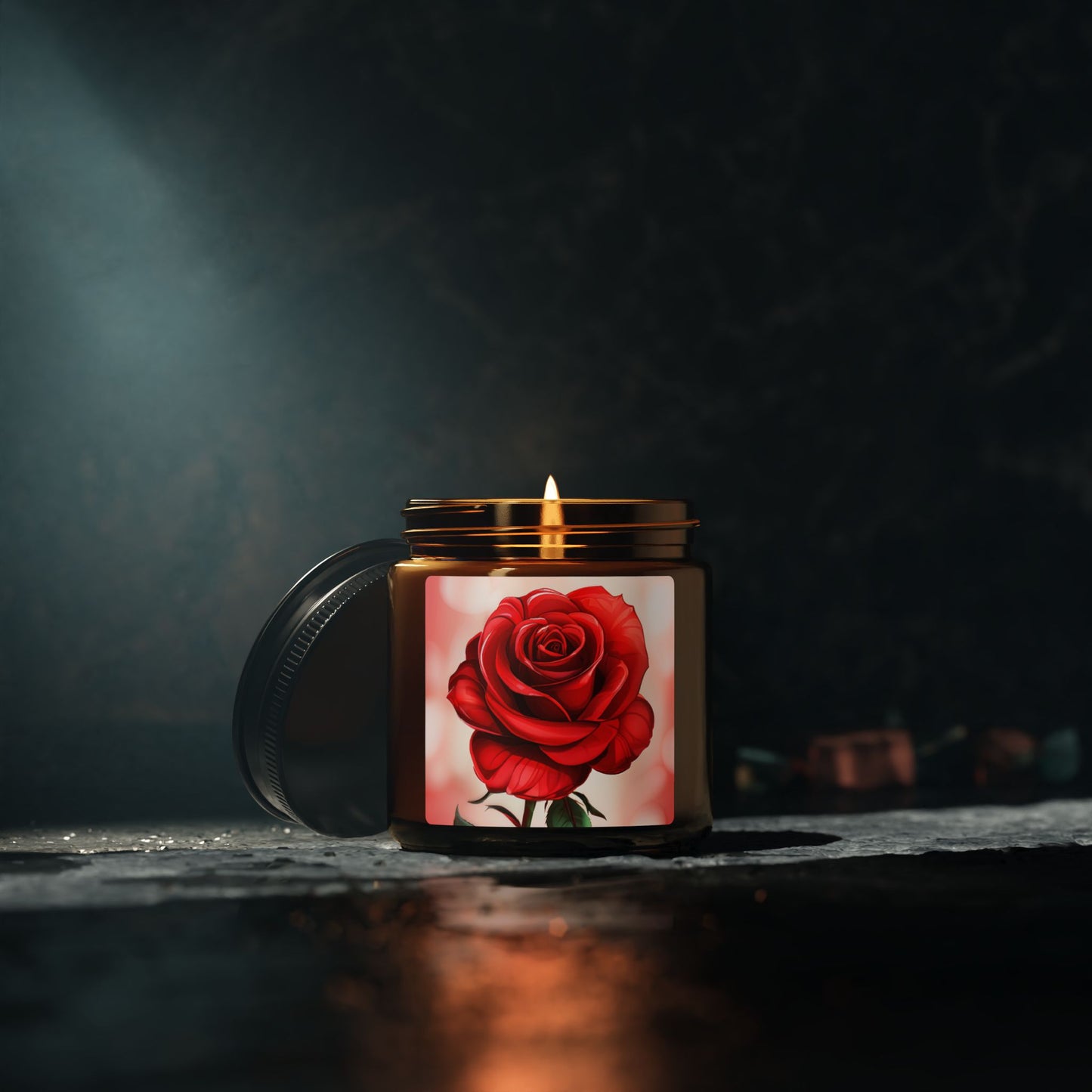 Rose Scented Soy Candle — Amber Jar (Multiple Sizes)