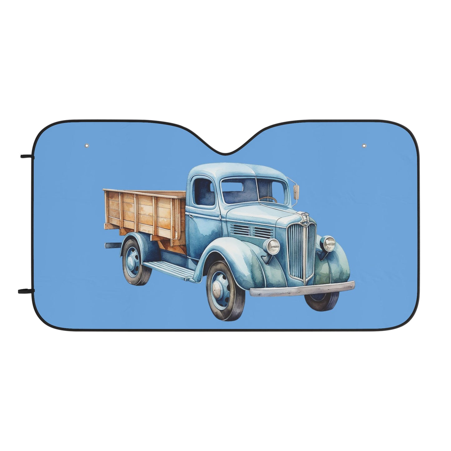 Vintage Blue Pickup Truck Car Sun Shade — Retro Farmhouse Windshield Sunshade