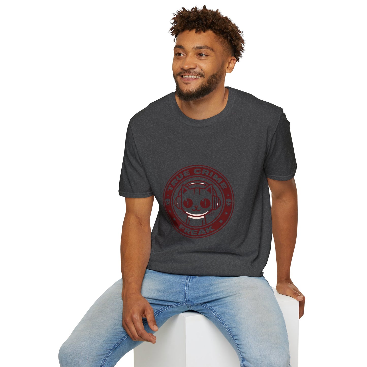 True Crime Freak Cat T-Shirt – Cute Kitty Badge Tee for True Crime Fans