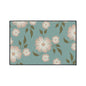 Floral Heavy-Duty Floor Mat — Teal Pastel Blossom Rug for Entryway & Kitchen