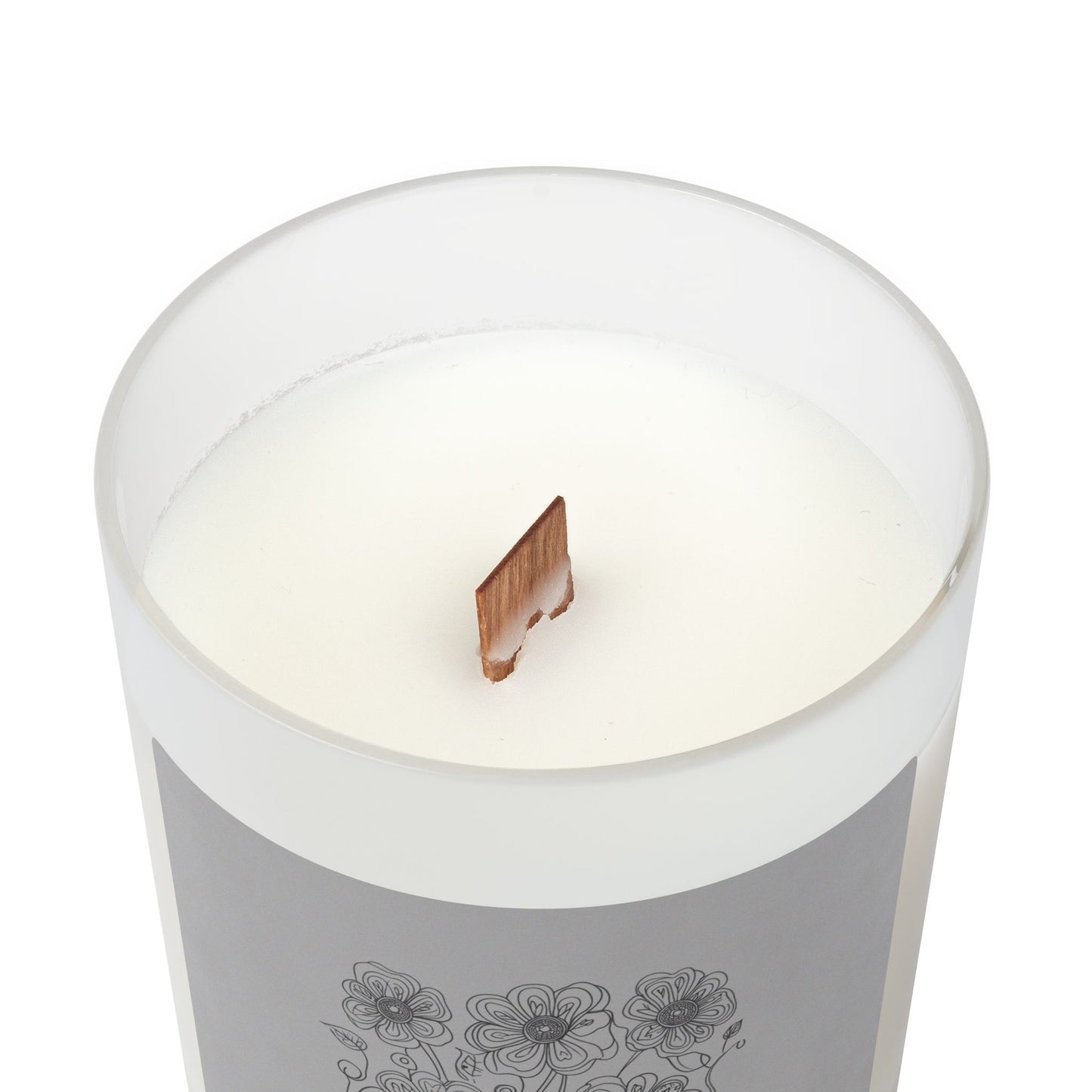 Frosted Glass Candle — Hand-Drawn Floral Bouquet Scented Candle (11 oz)