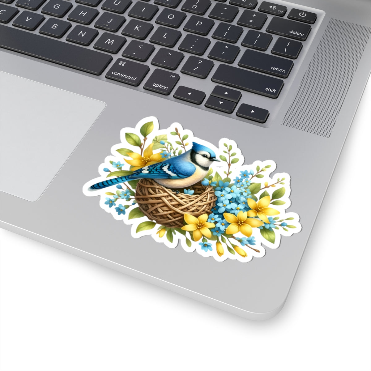 Bluebird Nest Floral Sticker — Kiss-Cut Decorative Vinyl Sticker