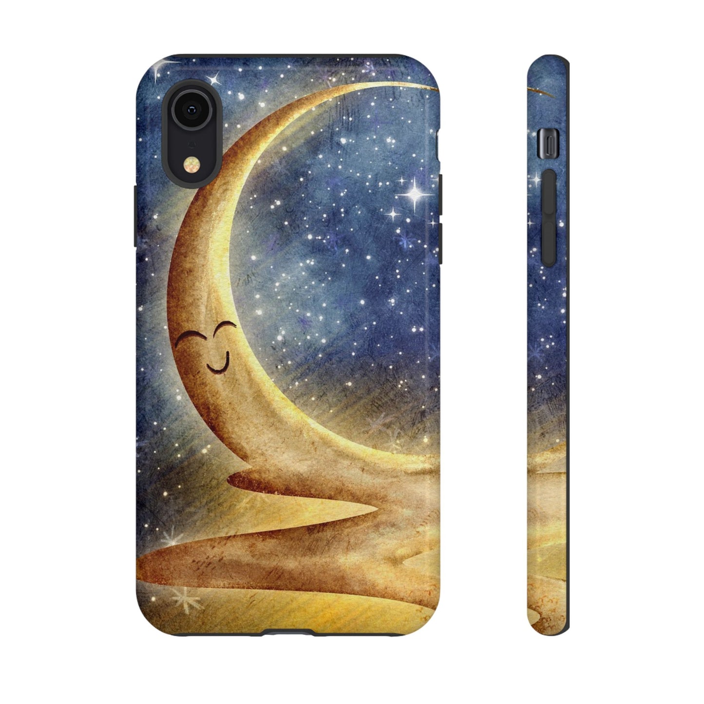 Moonlit Smile Phone Case — Starry Night Crescent Moon iPhone Cover