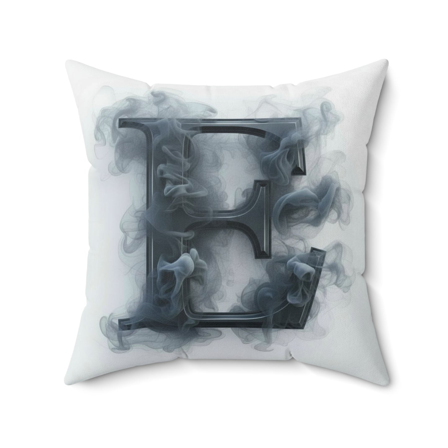 Letter E Smoke Monogram Pillow — Decorative Polyester Throw Pillow
