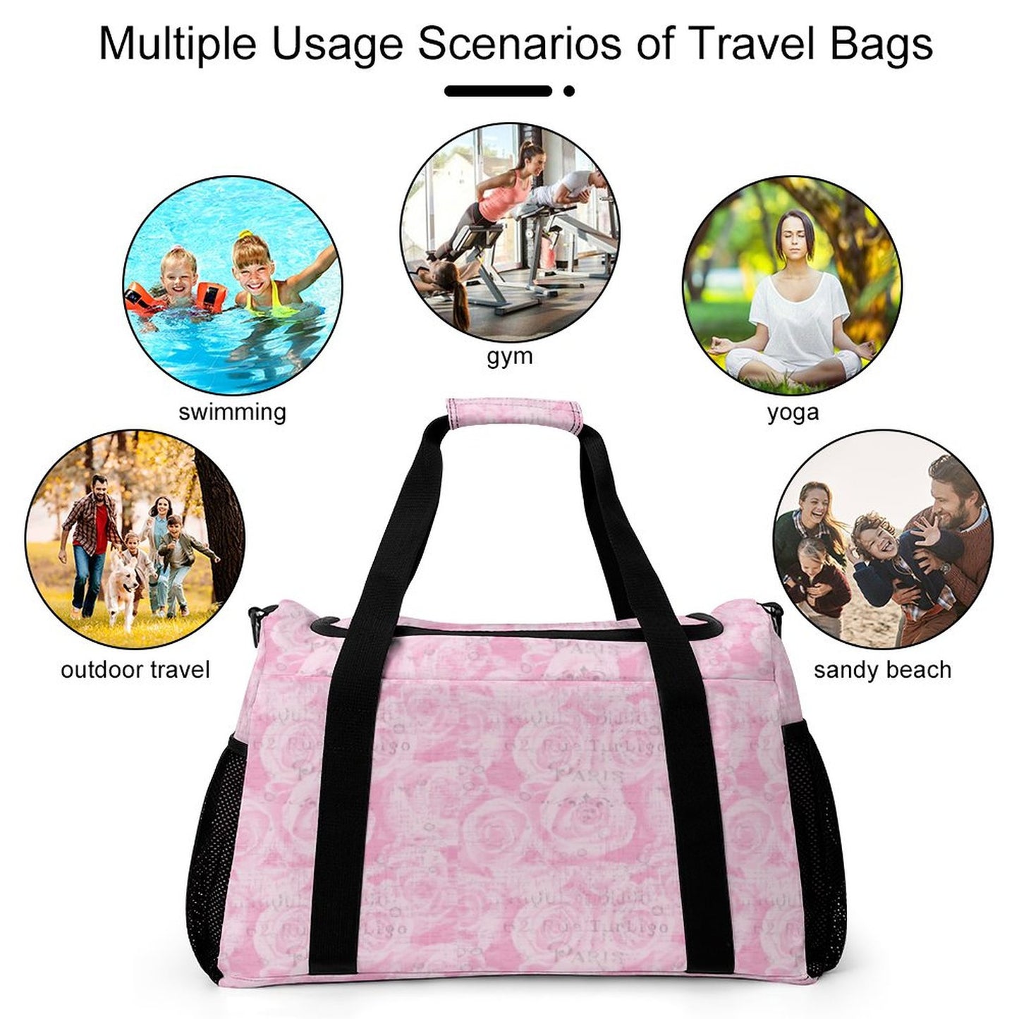 Travel Duffel Bag - Pink - Paris