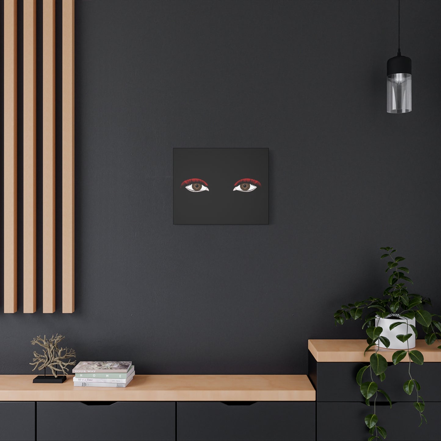 Red Lashes Wall Art Canvas — Glam Eyes Makeup Decor