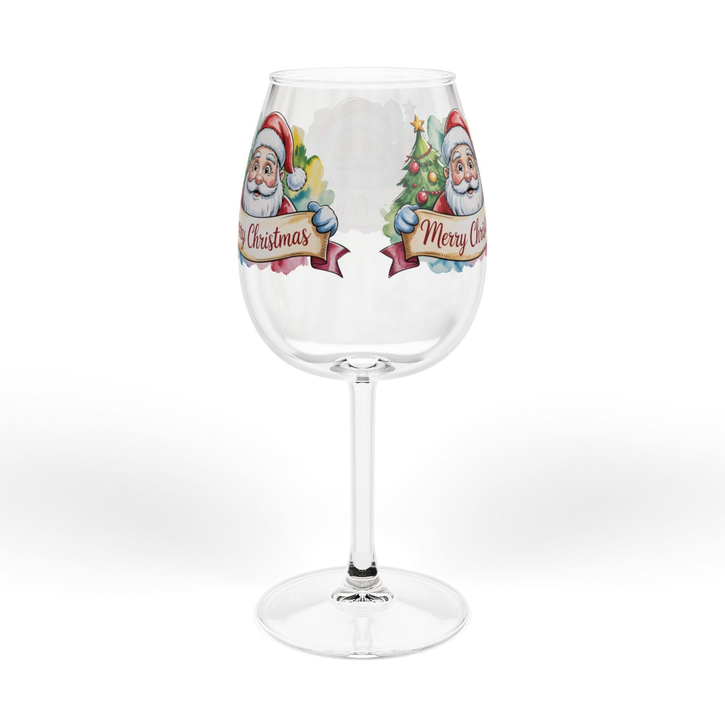 Christmas Santa Wine Glass — 12oz Merry Christmas Holiday Stemmed Glass
