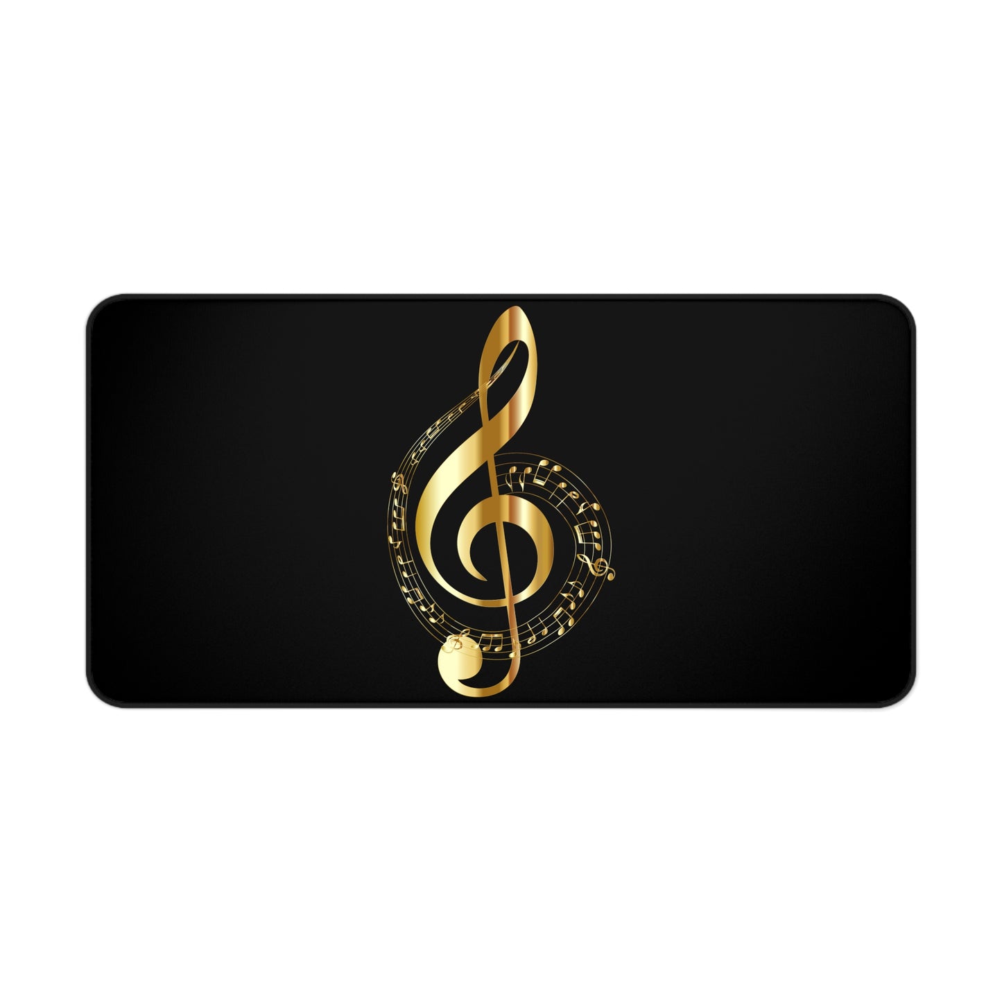 Gold Treble Clef Desk Mat — Elegant Musician Mouse Pad
