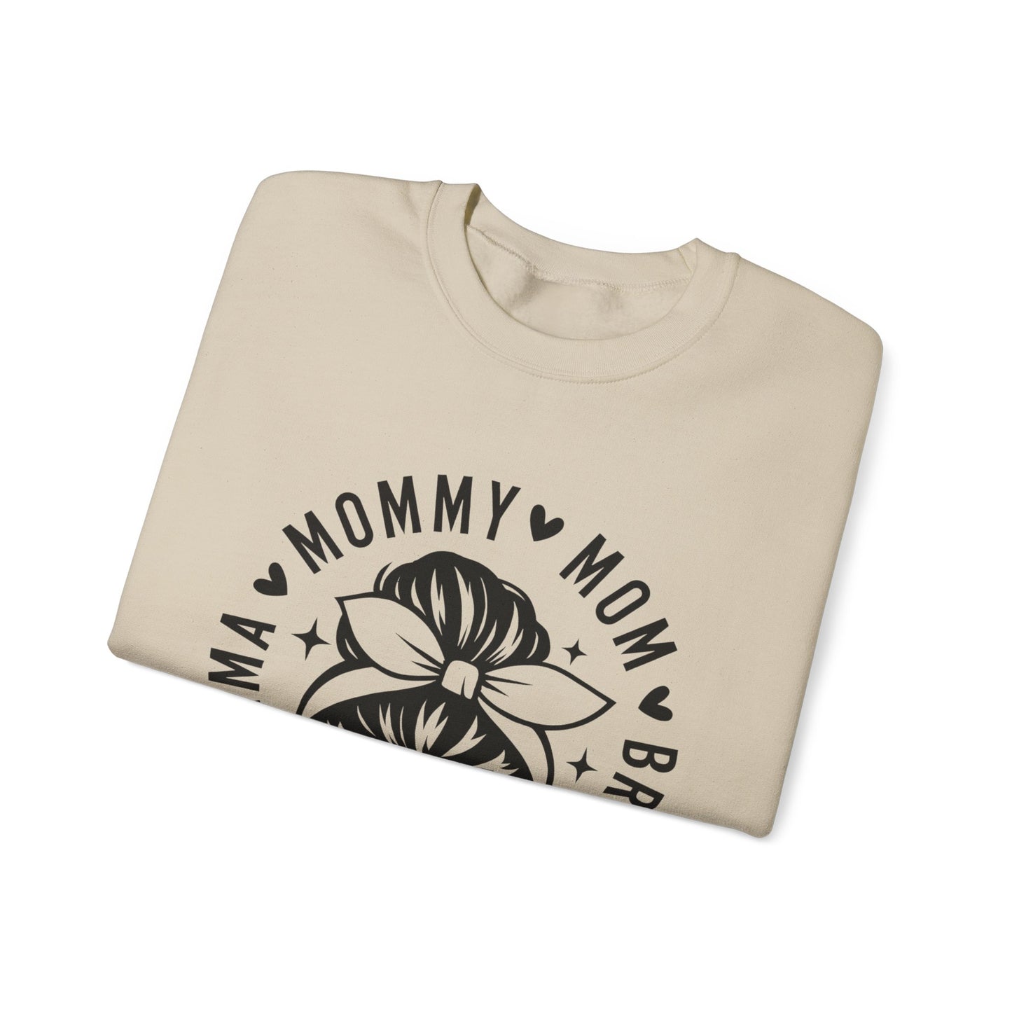 Mommy Mom Momma Crewneck Sweatshirt — Messy Bun Mom Graphic Pullover