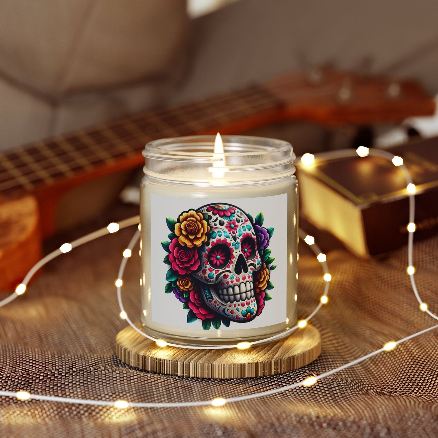 Day of the Dead Coconut Apricot Scented Candle (4oz & 9oz)