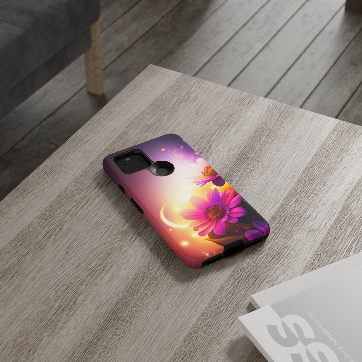 Floral Moonlight Phone Case – Purple Daisy Protective Cover