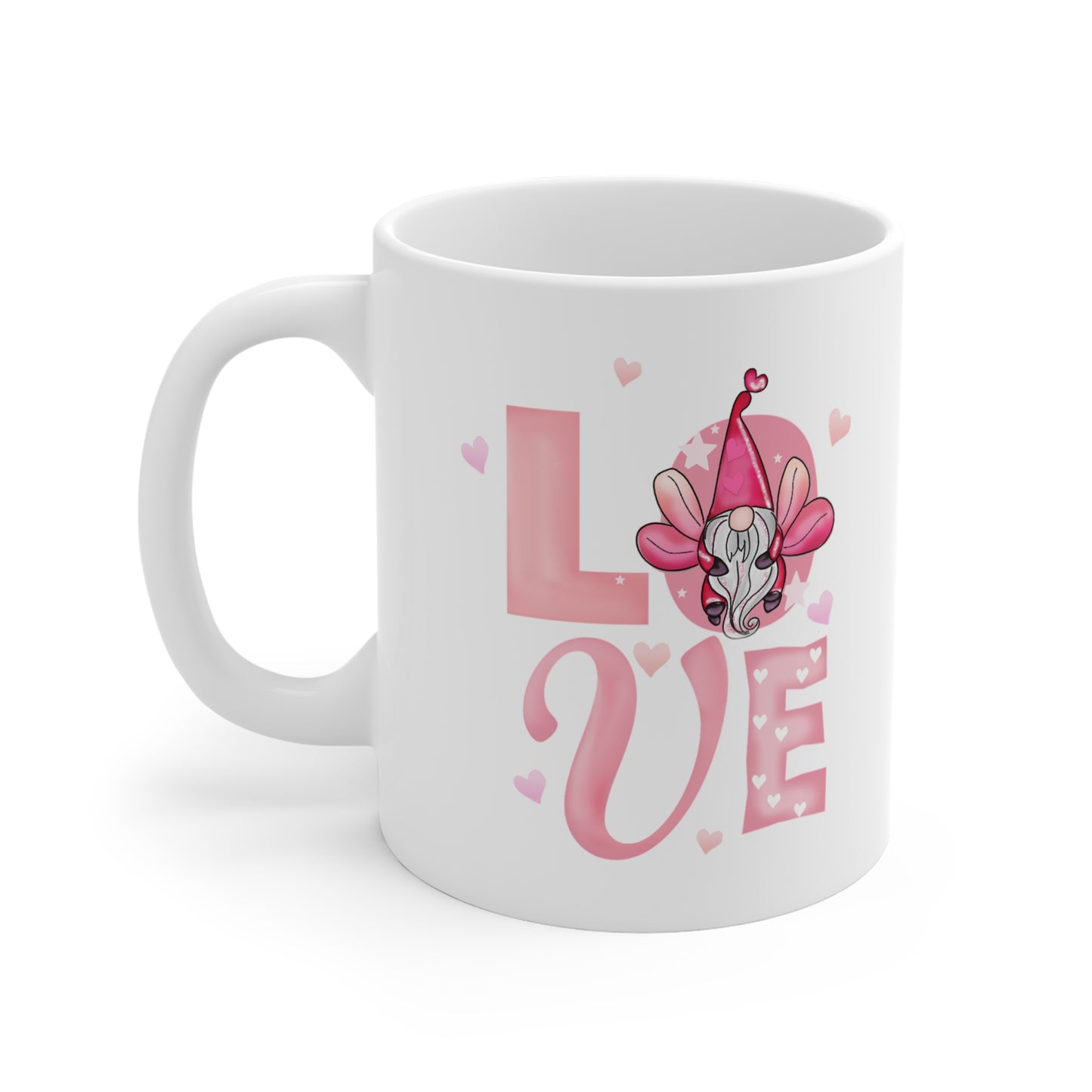 Love Gnome Mug — Cute Pink Valentine Coffee Cup (11 oz)