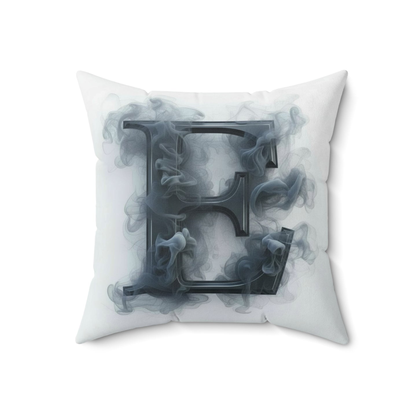 Letter E Smoke Monogram Pillow — Decorative Polyester Throw Pillow