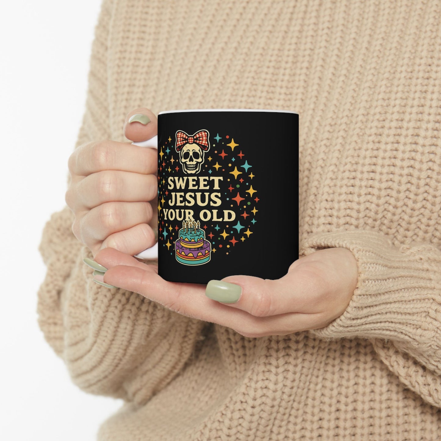 In This House We Swear Jesus Loves You Mug — Colorful Faith Coffee Cup (11oz & 15oz)