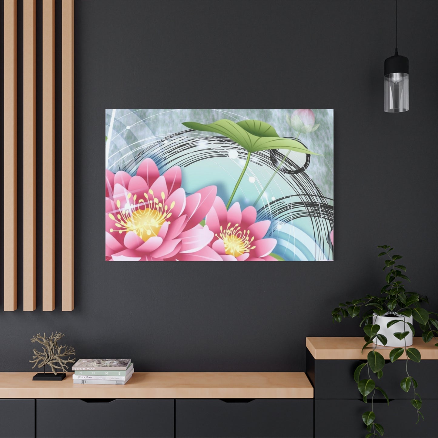 Lotus Blossom Matte Canvas Wall Art — Stretched 1.25" Decorative Print