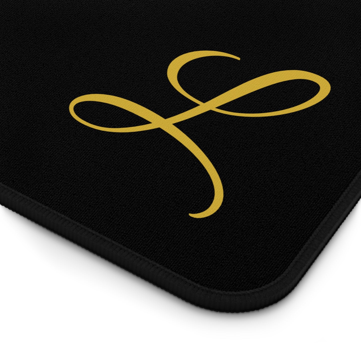 Elegant Monogram Desk Mat — Black Desk Pad with Gold “L” Accent