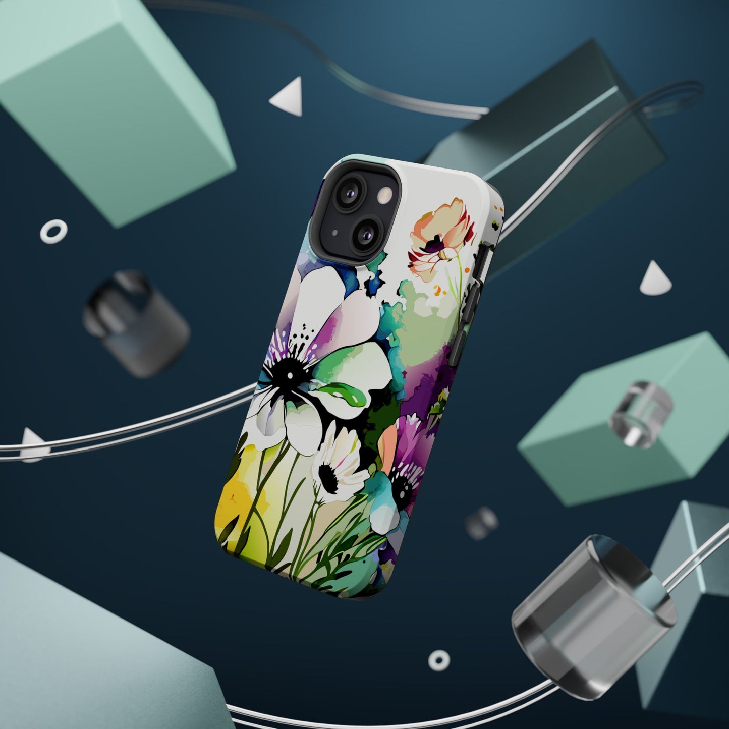 Floral Watercolor Magnetic Phone Case — Impact‑Resistant Protective Cover