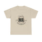 Unisex Heavy Cotton Tee with Massachusetts Design, Casual Wear, Gift for Him/Her, Travel Souvenir, Vintage Style
