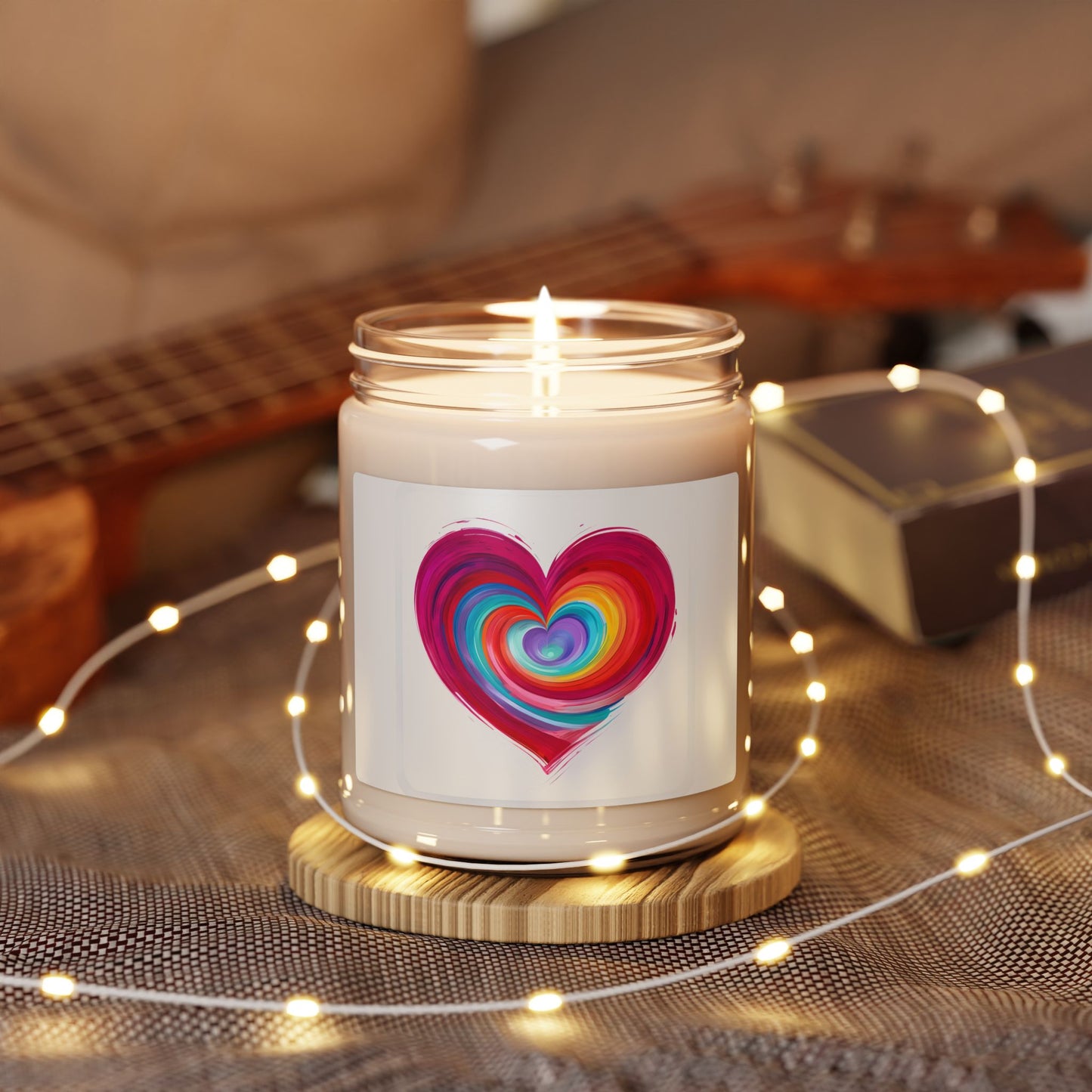 Rainbow Heart Soy Candle — 9oz Scented Jar for Gifts, Valentine’s & Pride