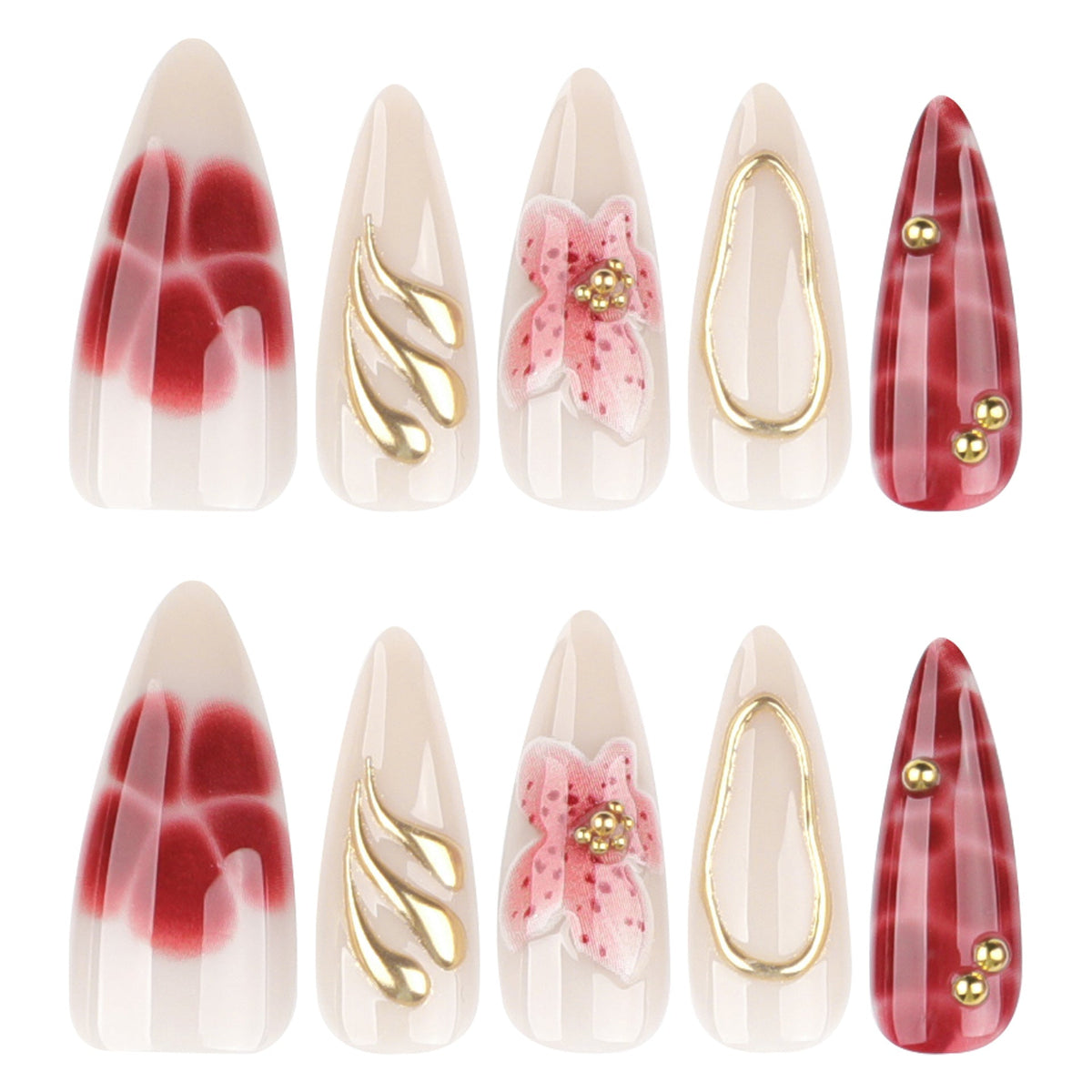 Metallic Floral Sculpted Art Nails for Statement Style – Image 5