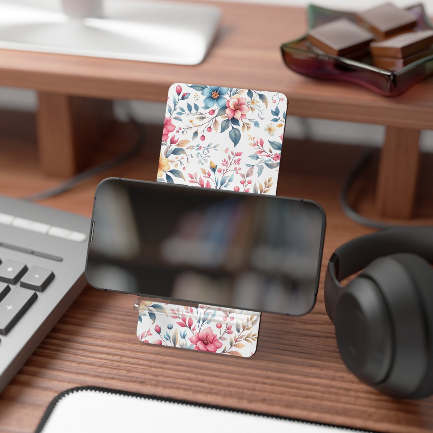 Floral Mobile Display Stand, Device Holder, Desk Organizer, Smartphone Stand, Gift for Her, Home Decor, Office Accessories, Mother's [...]