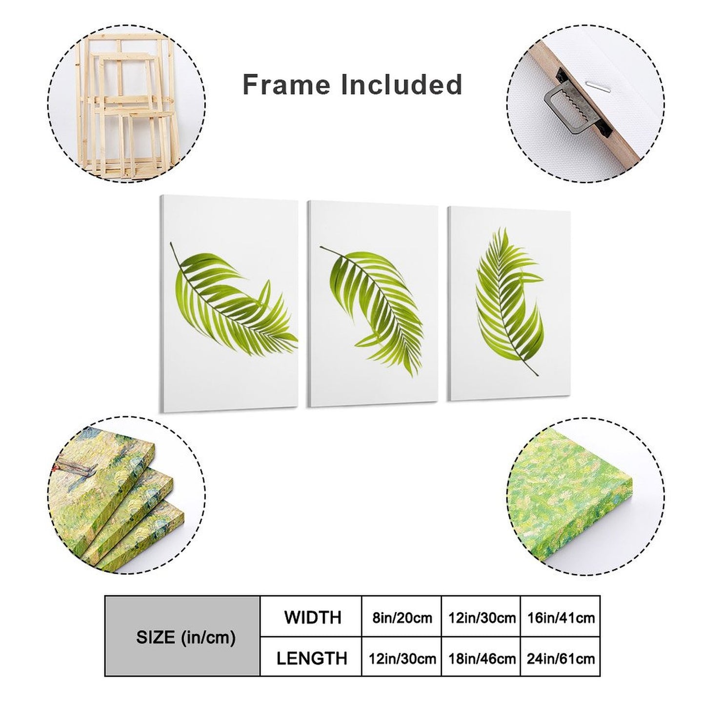 Vertical Framed Wall Art Palms Ferns