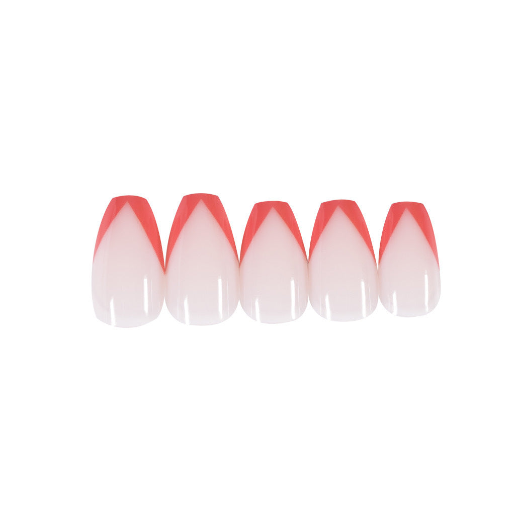 Bevel French short ballet water red press on nails finished fake nail manicure patch nail patch waterproof stall – Image 5