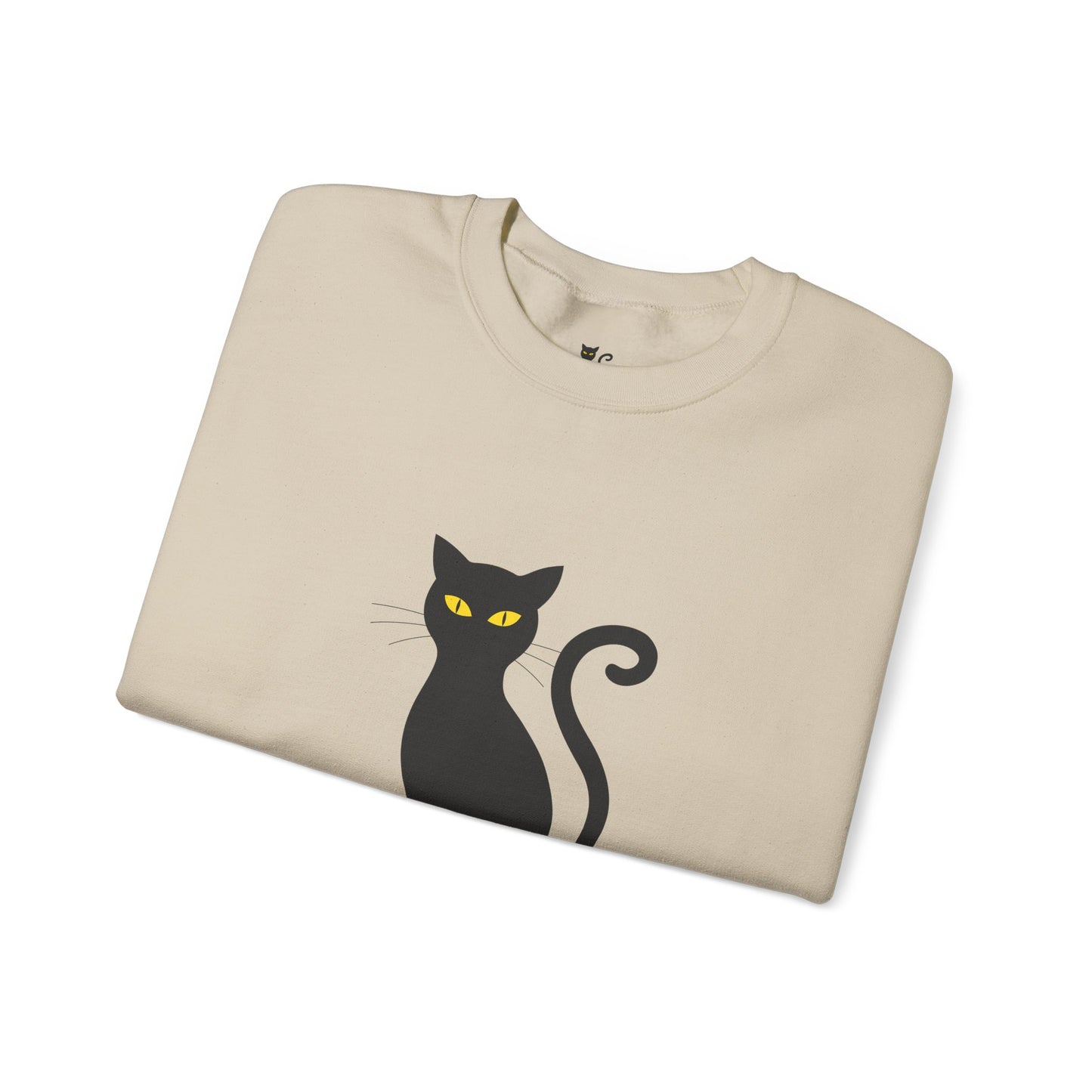 Black Cat Crewneck Sweatshirt — Cute Witchy Halloween Cat Pullover