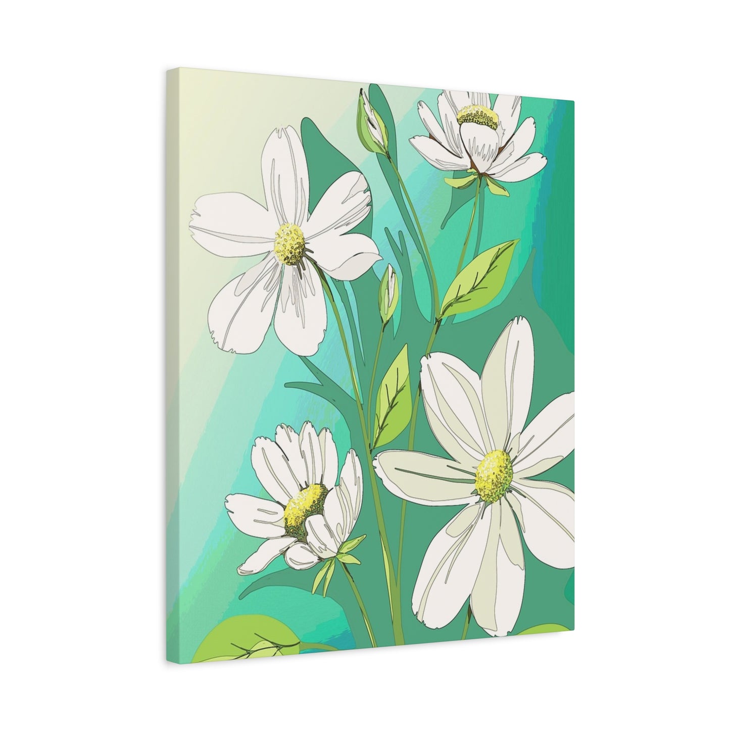 Matte Canvas, Stretched, 1.25" White Flowers