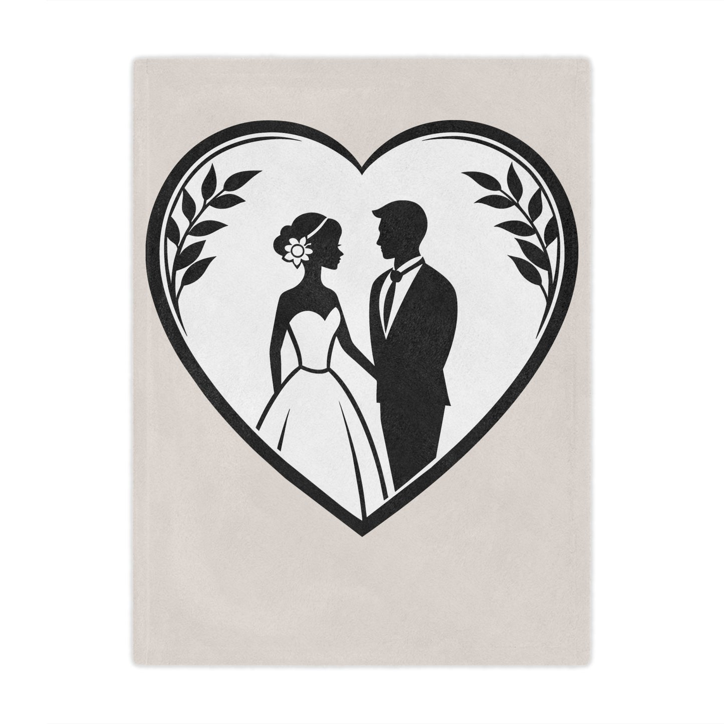 Wedding Couple Heart Minky Blanket – Romantic Bride & Groom Throw, Perfect for Anniversaries or Bridal Gifts