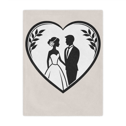 Wedding Couple Heart Minky Blanket – Romantic Bride & Groom Throw, Perfect for Anniversaries or Bridal Gifts