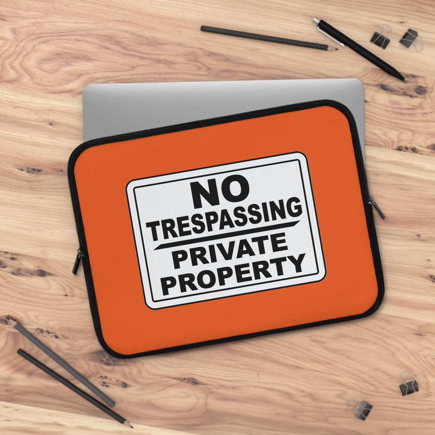 Bold Statement Laptop Sleeve - No Trespassing Design