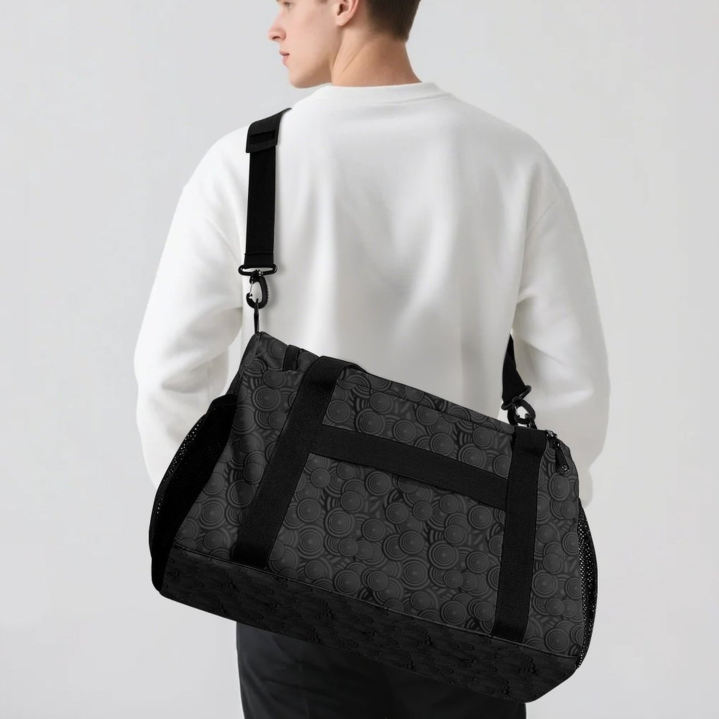 Travel Duffel Bag Black Swirls